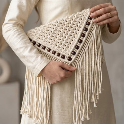 ZAWJIEN Aurora Sleeve - Handcrafted macrame clutches, front view