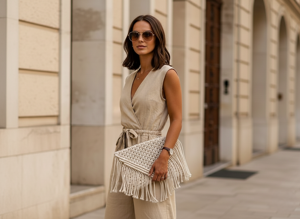 ZAWJIEN Arwaa Sleeve - Handcrafted macrame laptop sleeve, close-up knot detail