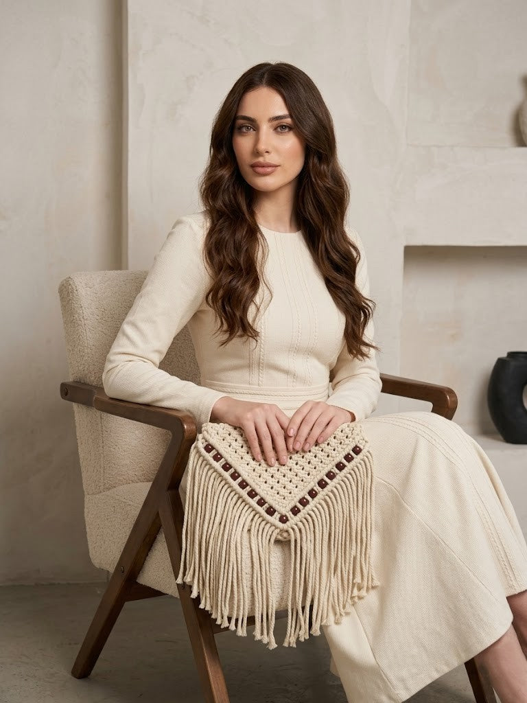 ZAWJIEN Aurora Sleeve - Handcrafted macrame clutches, close-up knot detail