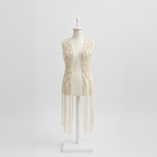 Beige fringe dress on a mannequin against a light gray background - tryon