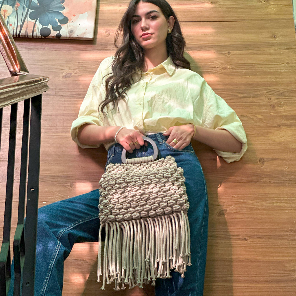 ZAWJIEN Nura Bag - Handcrafted macrame accessory, front view