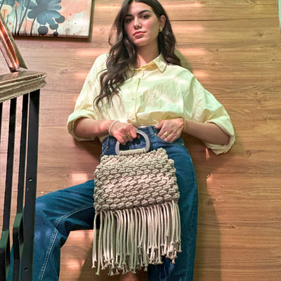 ZAWJIEN Nura Bag - Handcrafted macrame accessory, front view
