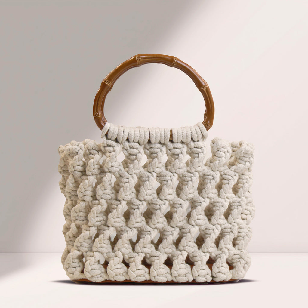 ZAWJIEN Riviera Bag - Handcrafted macrame handbag, editorial photo - tryon