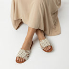 ZAWJIEN Serena Slides - Handcrafted macrame slippers, close-up knot detail