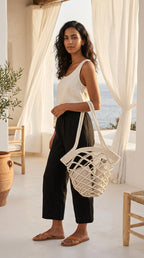 ZAWJIEN Marin Net Bag - Handcrafted macrame handbag, detail view