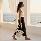 ZAWJIEN Marin Net Bag - Handcrafted macrame handbag, model lifestyle shot