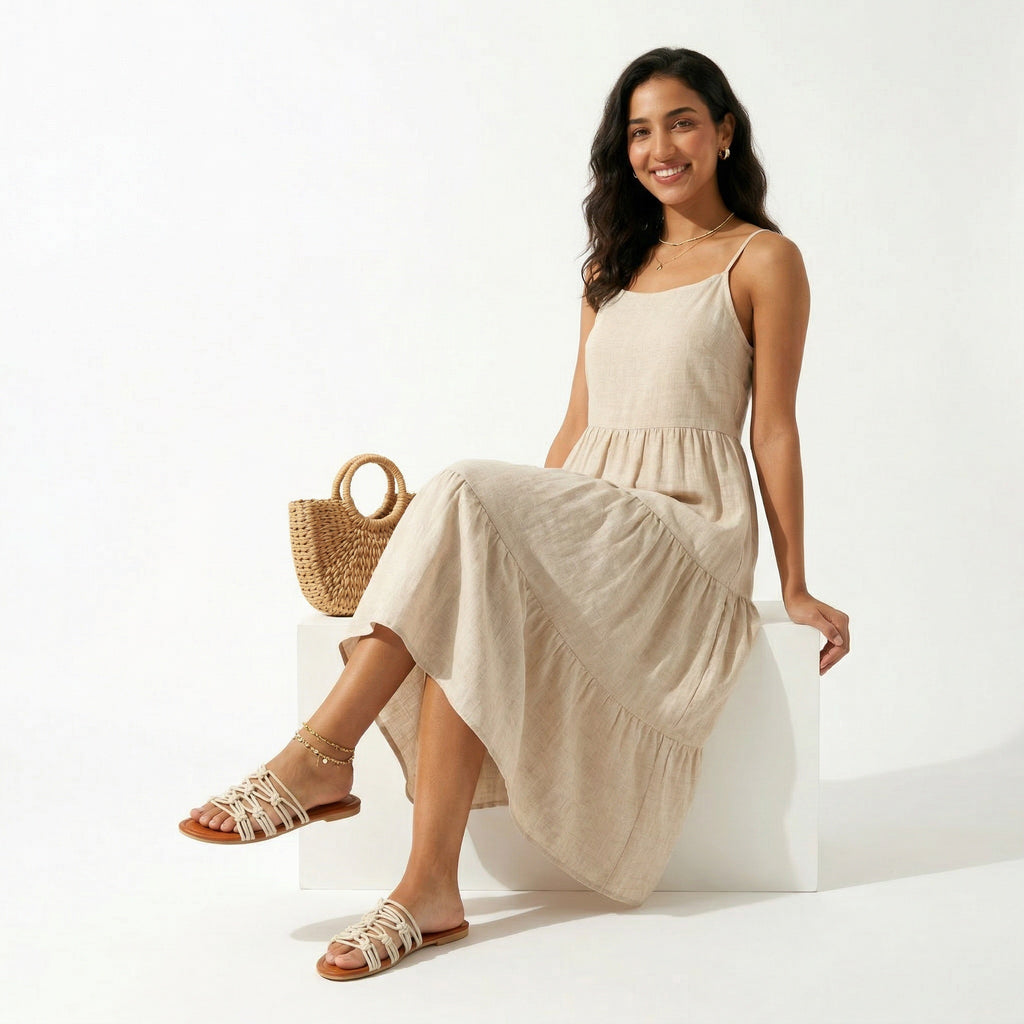 ZAWJIEN Serene Luxe Slides - Handcrafted macrame slippers, editorial photo