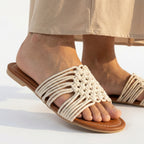 ZAWJIEN Serena Slides - Handcrafted macrame slippers, detail view