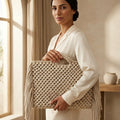 ZAWJIEN Luna Sleeve - Handcrafted macrame laptop sleeve, front view