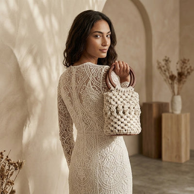 ZAWJIEN Raya Bag - Handcrafted macrame handbag, front view