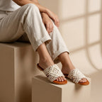 ZAWJIEN Solana Slides - Handcrafted macrame slippers, detail view