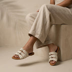 ZAWJIEN Sand Whisper Slides - Handcrafted macrame slippers, detail view